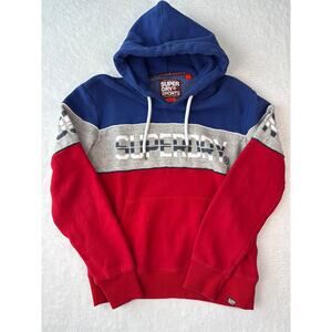 Superdry Sports Hoodie Size Medium Chest Stripe Vintage Style Spellout Logo